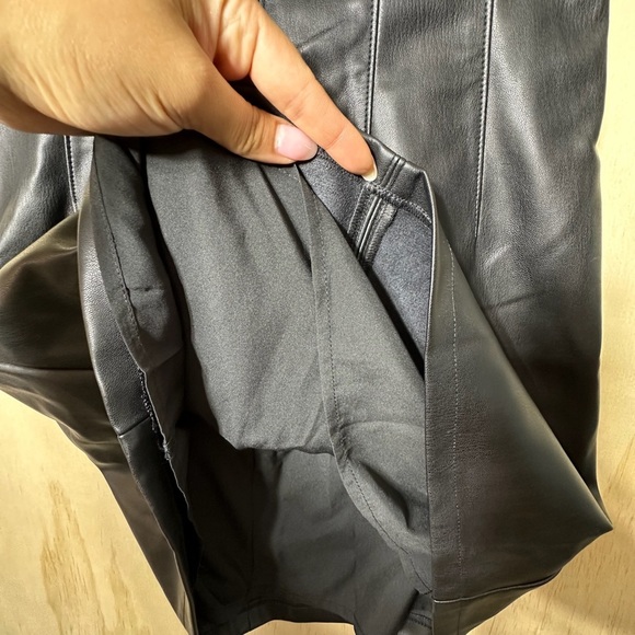 Abercrombie and Fitch Black Faux Leather Vegan Mini Dress Size XS Petite. NWT - Picture 6 of 10